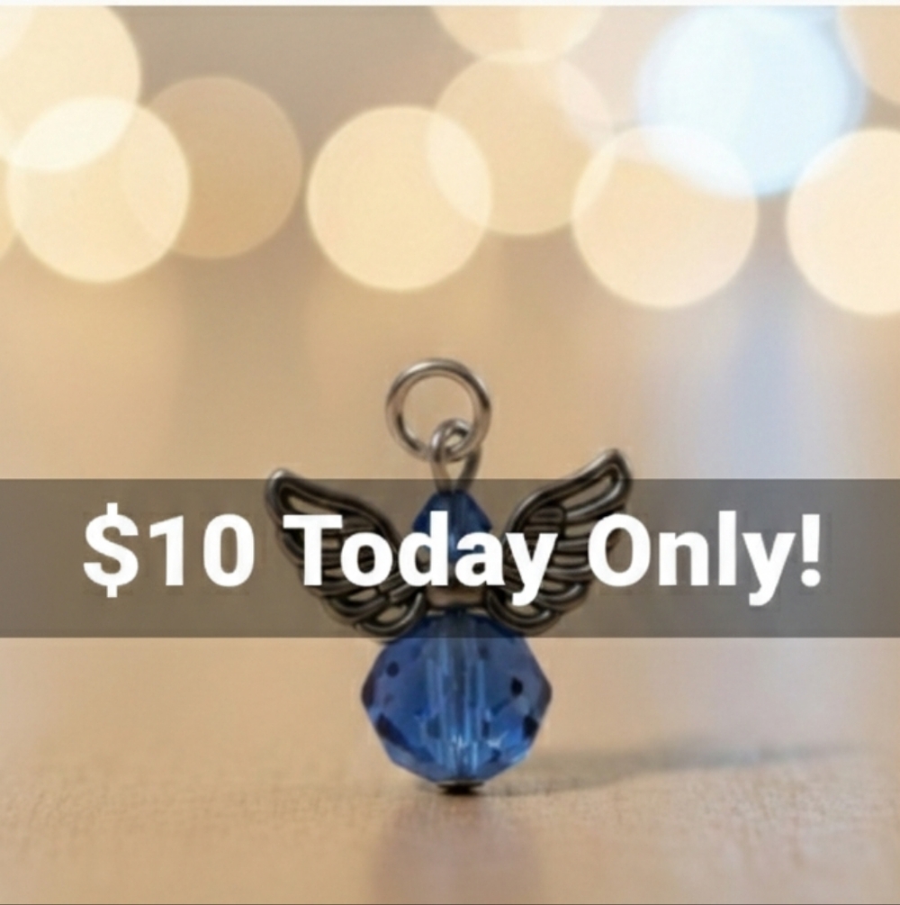 Silver and Blue Angel Wing Necklace - Picture 1 of 1